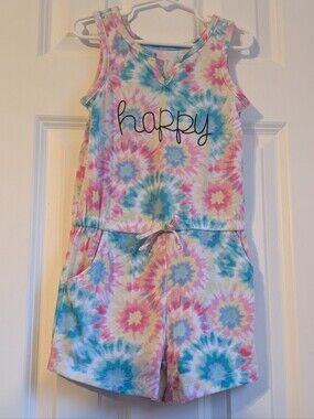 Sweet Butterfly Girls Happy Tie Dye Romper Size M (5-6)